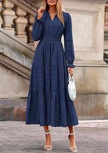 Long Sleeve Women's Wedding Dress Navy