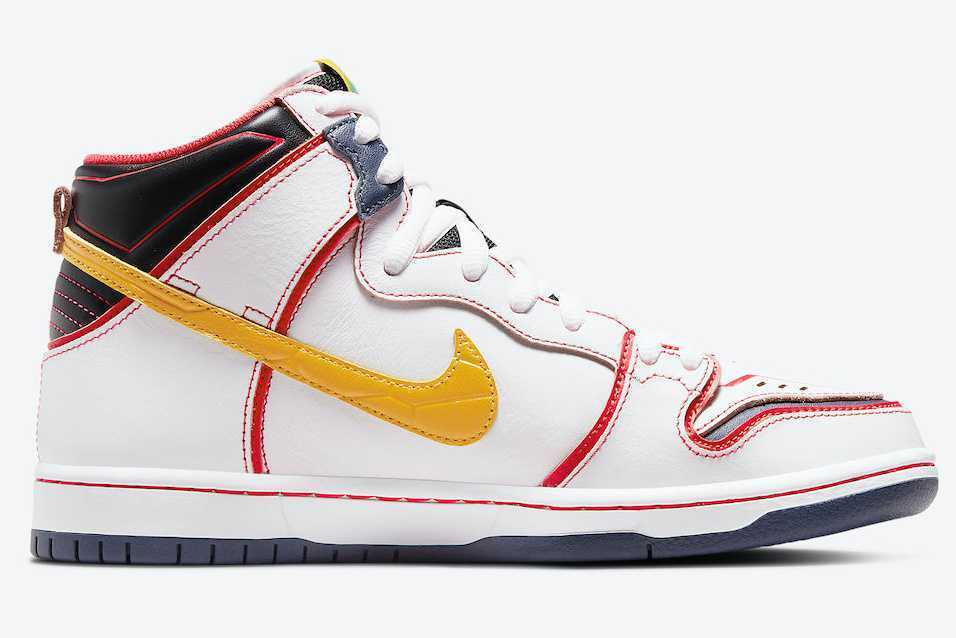 Nike SB Dunk High Shoes White Amarillo Gundam RX-0 Unicorn